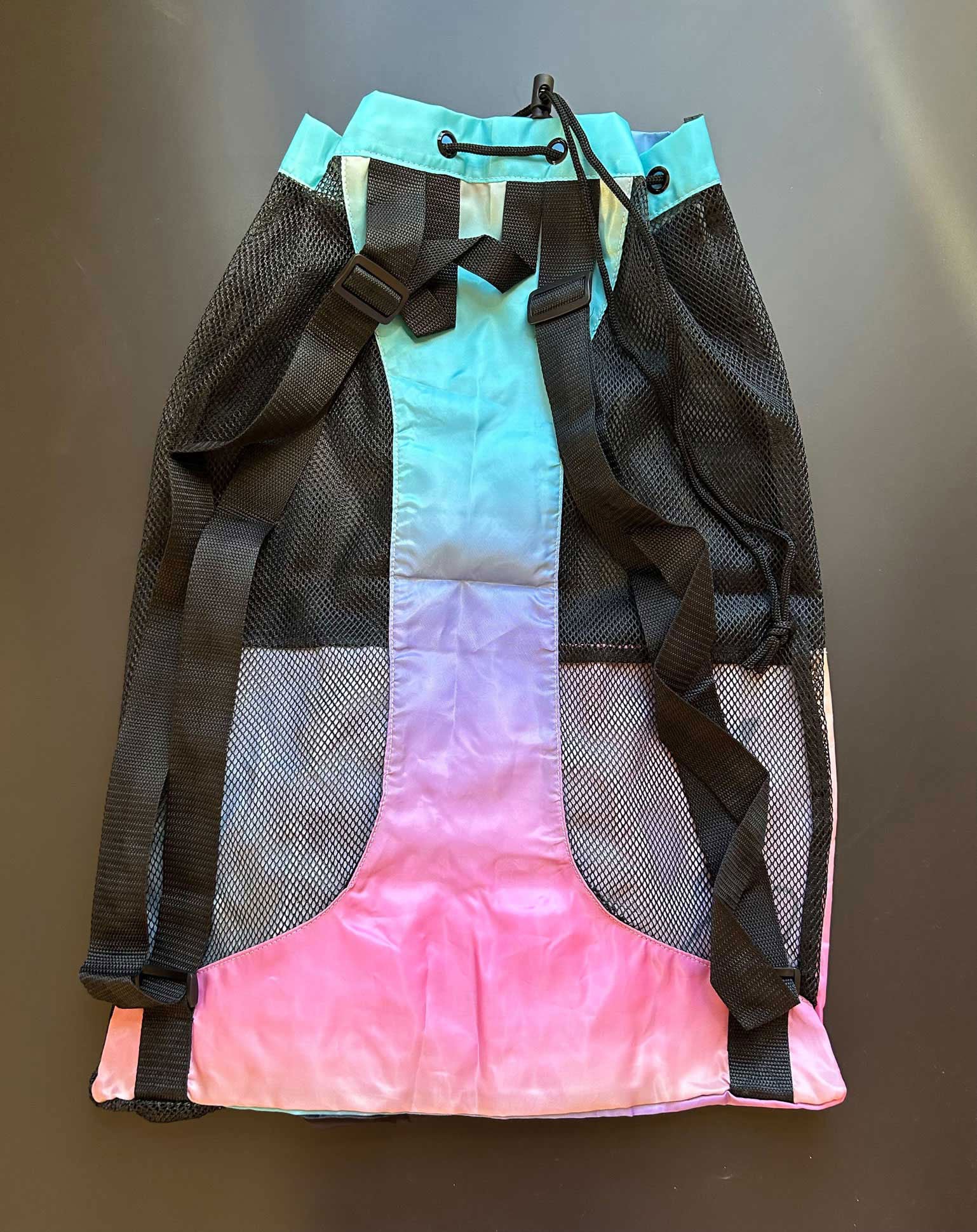 Equipment Mesh Bag on a black surface shown from the back.