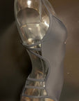 Hailey One-Piece Swimsuit displayed on a mannequin, slightly turned to the side, highlighting the detailed design and fabric quality.