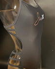 Hailey One-Piece Swimsuit displayed on a mannequin from the side, showing the elegant cut and side profile.