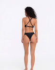 Full back view of black Alana bikini bottom with minimal coverage fit