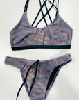 Zebra lila bikini is a stylish and contemporary bikini from Jaze Swim featuring a unique, hand-drawn design.